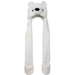 Polar bear hat with pockets at the end